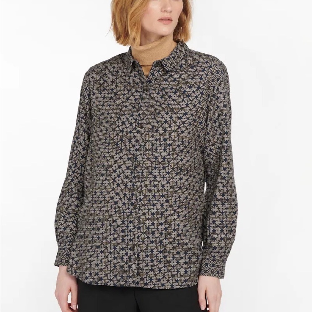 Barbour Portobello Shirt Blue Print Lyocell US 4